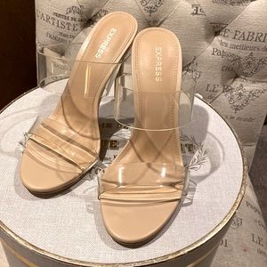Express Clear Strap Heels